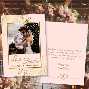 Blush Pink & Gold Love Merci Mariage photo et note