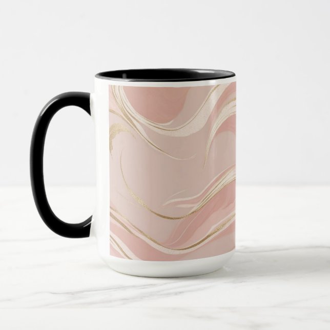 Blush Pink & Gold Marble Mug - Elegant Minimalist  (Left)