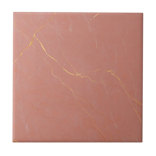 Blush Pink Gold Marble Pattern Tile (Front)