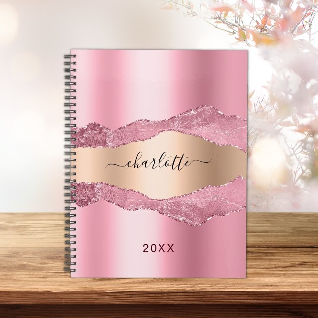 Blush pink gold metal agate marble name 2023 planner (Creator Uploaded)