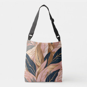 Blush Pink Gold Modern Boho Leaves Collection Crossbody Bag