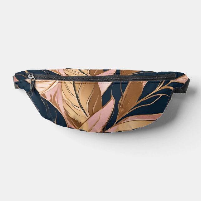 Blush Pink Gold Modern Boho Leaves Collection Fanny Pack (Lay Down)