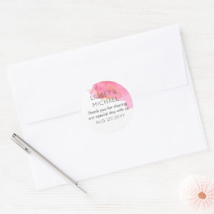 Blush Pink Gold Modern Wedding Favour Envelope Classic Round Sticker
