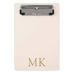 Blush Pink Gold Monogram Initials Mini Clipboard
