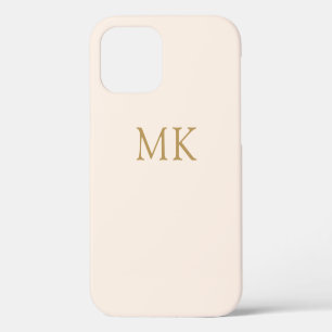 Blush Pink Gold Monogram iPhone 12 Case