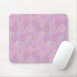 Blush Pink Gold Moroccan Pattern Mouse Pad