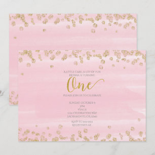 Blush Pink & Gold ONE 1st Birthday Invitation