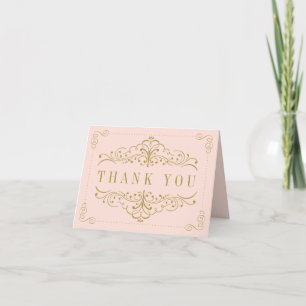 Blush Pink & Gold Ornate Swirl Bridal Shower Thank You Card