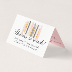 Blush Pink & Gold Paint Stroke Chic Thank You Card