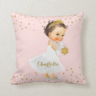 Blush Pink Gold Princess Nursery | Baby Girl Name Throw Pillow