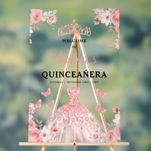 Blush Pink Gold Princess Quinceañera Bienvenue