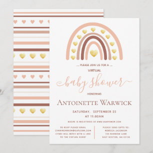 Blush Pink Gold Rainbow Virtual Baby Shower Invitation