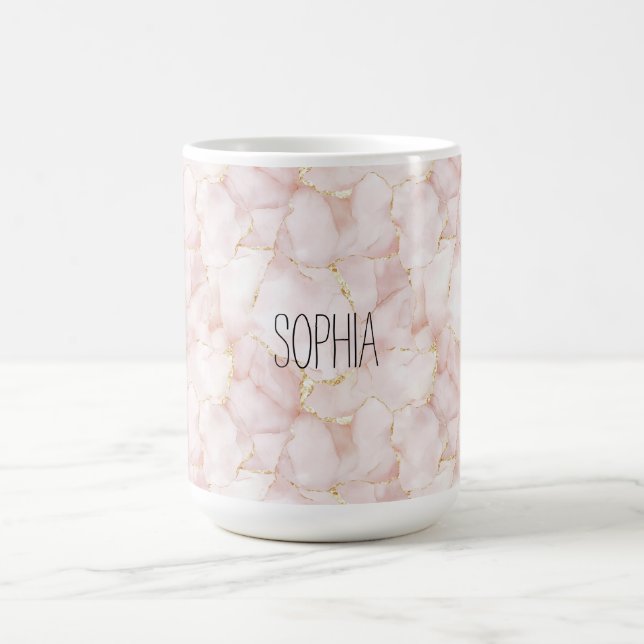 Blush Pink Gold Rose Petals Floral Coffee Mug (Center)