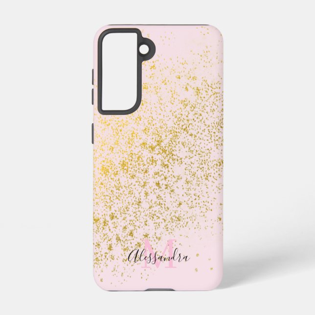 Blush Pink Gold Sparkle Samsung Galaxy S21 Case (Back)