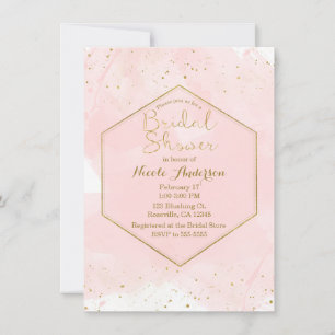 Blush Pink & Gold Splatter Modern Bridal Shower Invitation