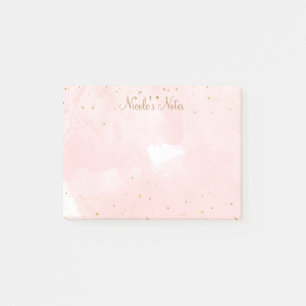 Blush Pink Gold Splatter Modern Glam Personalized Post-it Notes