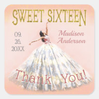 Blush Pink Gold Sweet 16 Birthday Dress Thank You