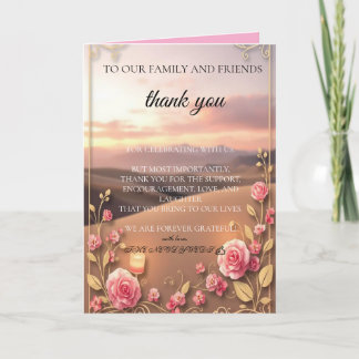 blush pink gold thank you card