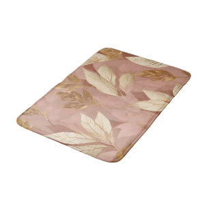 Blush Pink Gold Trendy Boho Leaves Collection Bath Mat