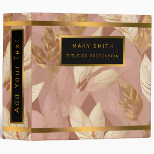 Blush Pink Gold Trendy Boho Leaves Collection Binder