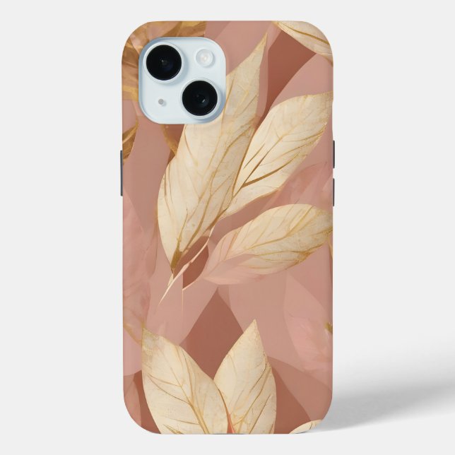 Blush Pink Gold Trendy Boho Leaves Collection Case-Mate iPhone Case (Back)