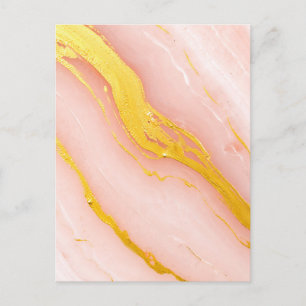 Blush Pink Gold Veined Marble Postcard