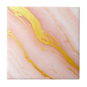 Blush Pink Gold Veined Marble Tile