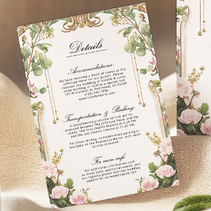 Blush Pink Gold Vintage Floral Garden Details Card