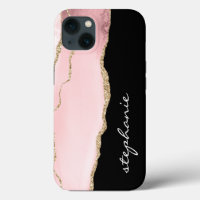  Blush Pink Gold Watercolor Agate Personalized