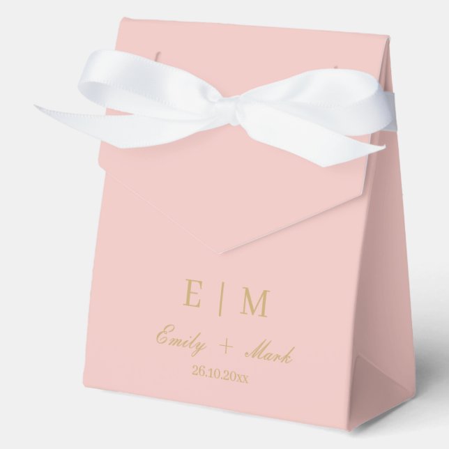 Blush Pink Gold Wedding Favour Box Custom (Front)