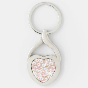 Blush Pink Gold White XOXO Love Keychain