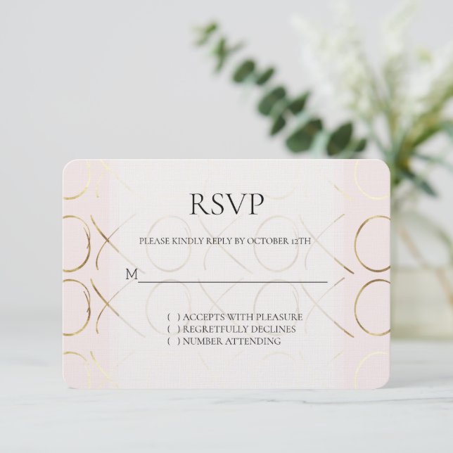 Blush Pink Gold XOXO Love Wedding RSVP (Standing Front)