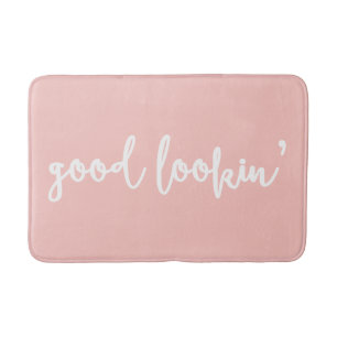 Blush Pink Good Lookin' Calligraphy Script Bath Mat