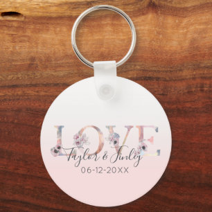 Blush Pink Gradient Love Girly Bridal Shower Keychain