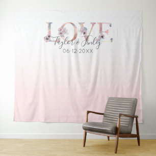 Blush Pink Gradient Selfie Love Backdrop Wedding Tapestry