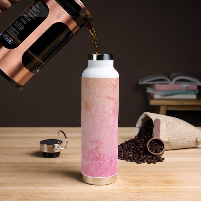 Blush Pink Gradient Sparkle Bottle (Coffee)