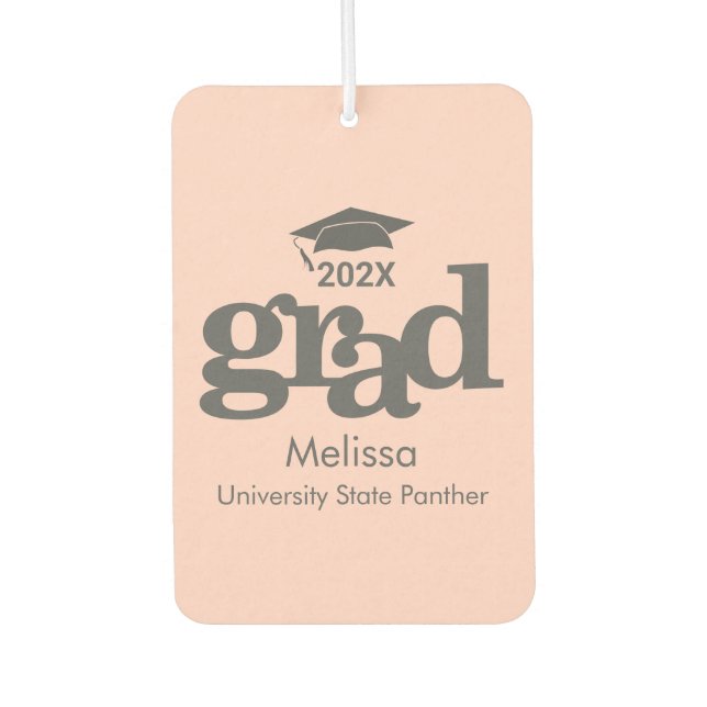 Blush Pink Graduation Cap Modern Bold Typography Air Freshener (Front)