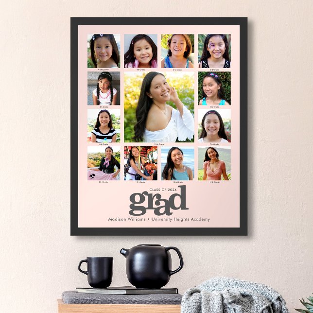 Blush Pink Graduation K–12 Photo Collage Modern Poster (Creator Uploaded)
