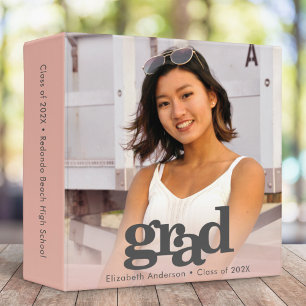 Blush pink graduation photo bold modern typography binder