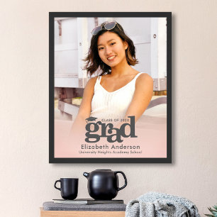 Blush Pink Graduation Photo Bold Typography Modern Poster