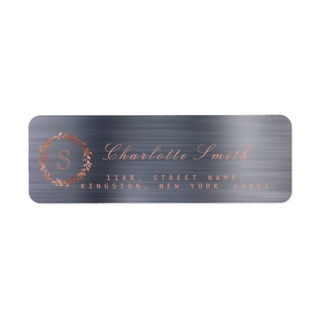 Blush Pink Graphite Grey Wreath VIP Monogram RSVP (Front)