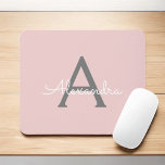 Blush Pink Gray Girly Script Monogram Name Modern Mouse Pad<br><div class="desc">Blush and Pink Gray Monogram Add Your Own Name Mousepad (Mouse Pad). This makes the perfect sweet 16 birthday,  wedding,  bridal shower,  anniversary,  baby shower or bachelorette party gift for someone that loves glam luxury and chic styles.</div>