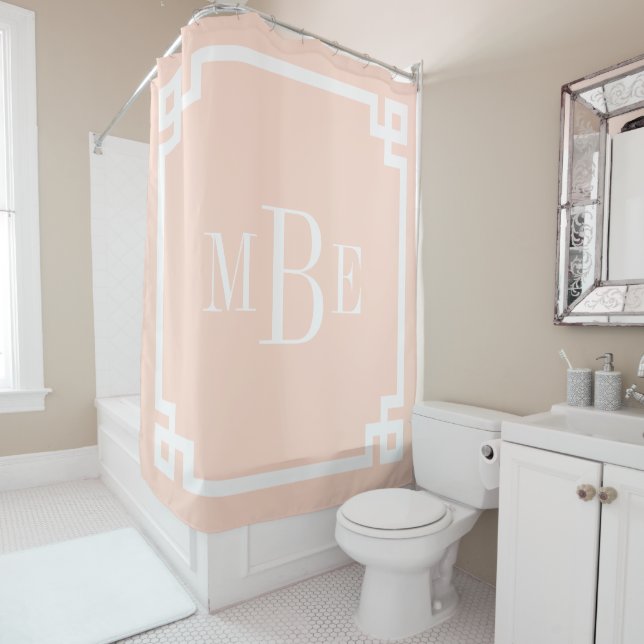 Blush Pink Greek Key Border Monogram (In Situ)