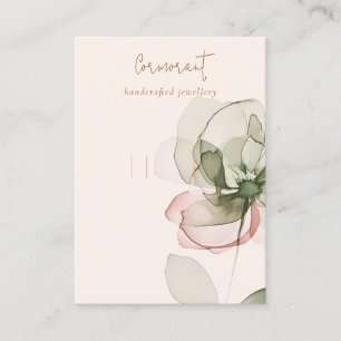 Blush Pink Green Flower Earring Loop Hoop Display Business Card