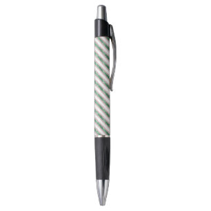 Blush Pink Green Glitter Stripes Christmas   Pen