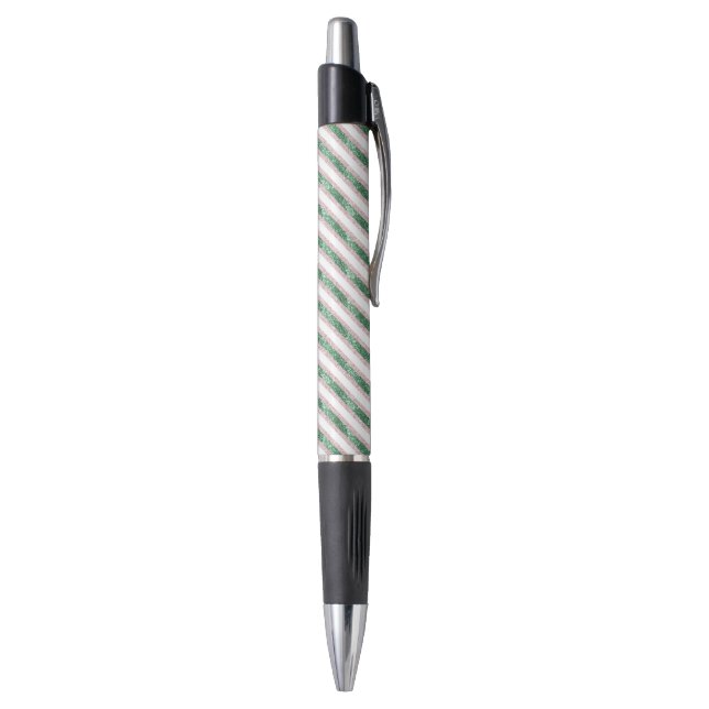 Blush Pink Green Glitter Stripes Christmas   Pen (Bottom (Vertical))
