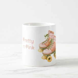 Blush Pink Green Laces Roller Skates Coffee Mug