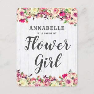 Blush Pink & Green Rose Will You Be My Flower Girl Invitation