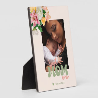 Blush Pink Green Spring Floral Mothers Day Photo Plaque