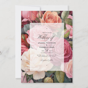 Blush Pink, Greenery and Cinnamon Rose Wedding Invitation